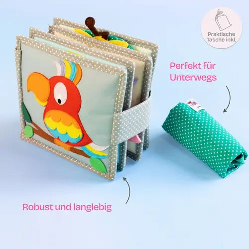 Jolly designs - Quiet Books Jolly designs Quiet book sprankelende papegaai, vanaf 6 maanden Jolly designs - Quiet Books Jolly designs Quiet book sprankelende papegaai, vanaf 6 maanden