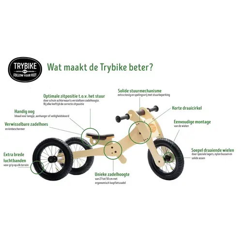 Trybike Trybike Houten loopfiets - driewieler