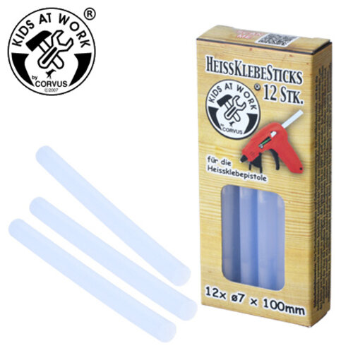 Kids at work kindergereedschap van Corvus Toys Kids at work Patronen voor lijmpistool - transparant 7mm 12 stuks Kids at work kindergereedschap van Corvus Toys Kids at work Patronen voor lijmpistool - transparant 7mm 12 stuks