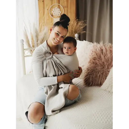 Little Frog Litlle Frog - Ringsling Pure Linen Light fog - Maat S