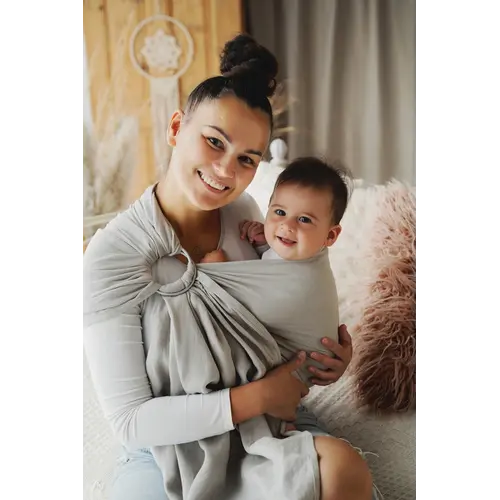 Little Frog Litlle Frog - Ringsling Pure Linen Light fog - Maat S