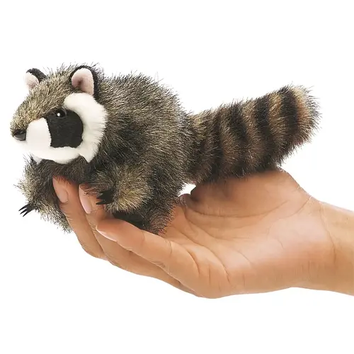 Folkmanis handpoppen en poppenkastpoppen Vingerpop Racoon - wasbeer Folkmanis handpoppen en poppenkastpoppen Vingerpop Racoon - wasbeer