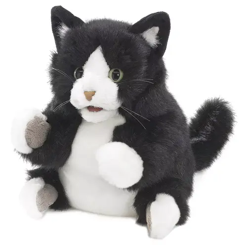 Folkmanis handpoppen en poppenkastpoppen Folkmanis  Handpop Tuxedo kitten