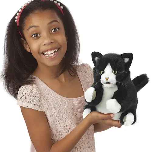 Folkmanis handpoppen en poppenkastpoppen Folkmanis  Handpop Tuxedo kitten