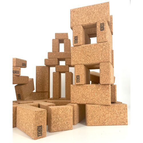 KORXX kurk blokken KORXX Cuboid M - 60 kurk blokken met canvas doos