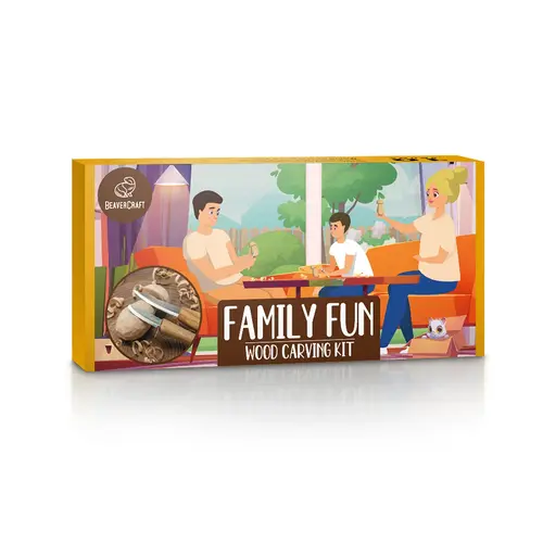 Beavercraft Beavercraft Familie houtsnijset met twee messen