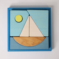 Bouwset en puzzel blauw