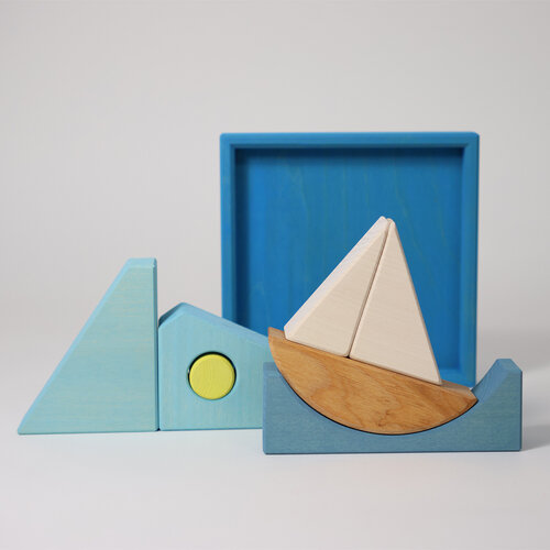 Grimm's Grimm's houten Bouwset en puzzel boot vanaf 1 jaar