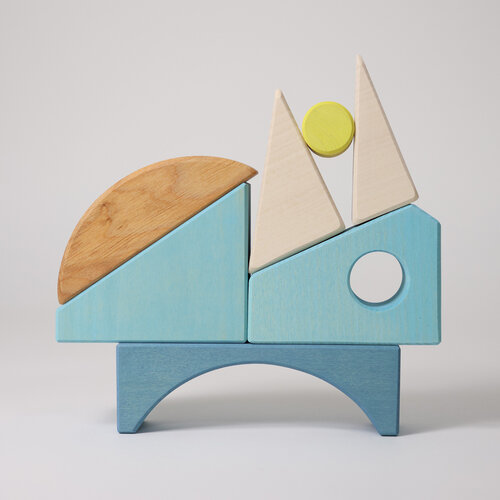 Grimm's Grimm's houten Bouwset en puzzel boot vanaf 1 jaar