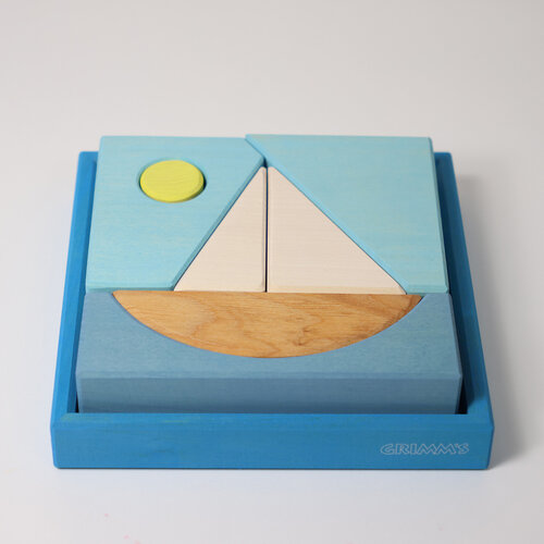 Grimm's Grimm's houten Bouwset en puzzel boot vanaf 1 jaar