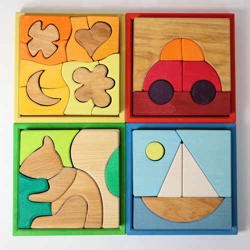 Grimm's Grimm's houten Bouwset en puzzel boot vanaf 1 jaar