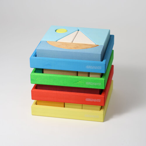Grimm's Grimm's houten Bouwset en puzzel boot vanaf 1 jaar