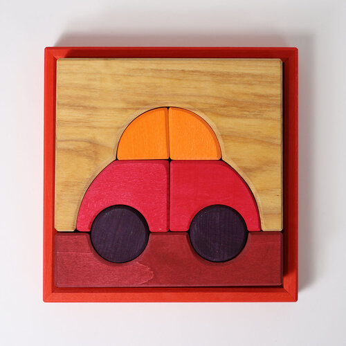 Grimm's Grimm's houten bouwset Auto vanaf 1 jaar - Rood