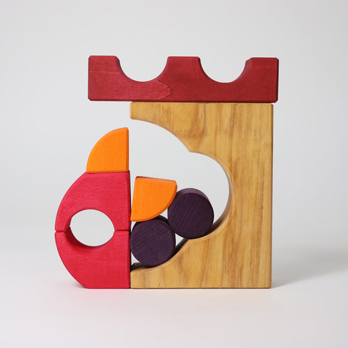 Grimm's Grimm's houten bouwset Auto vanaf 1 jaar - Rood