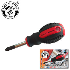 Kids at work kindergereedschap van Corvus Toys Kruiskopschroevendraaier korte kling PH1