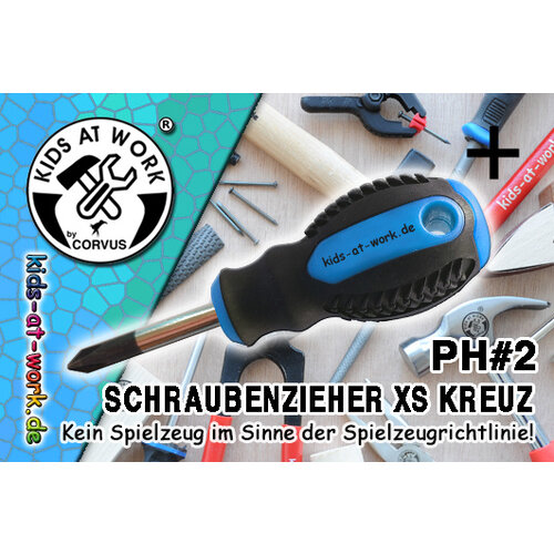 Kids at work kindergereedschap van Corvus Toys Kids at Work Kruiskopschroevendraaier Ph2  met korte kling