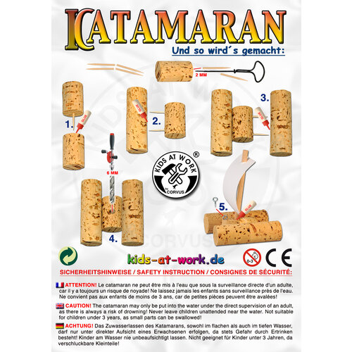 Kids at work kindergereedschap van Corvus Toys Kids at Work DIY kurk boot catamaran