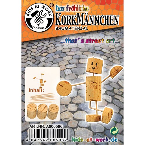 Kids at work kindergereedschap van Corvus Toys Kids at Work DIY kurk mannetje - poppetje