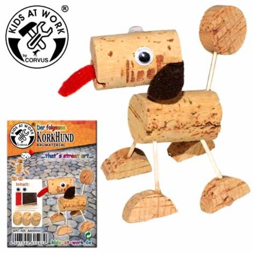 Kids at work kindergereedschap van Corvus Toys Kids at Work DIY kurk hondje