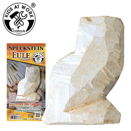 Kids at work kindergereedschap van Corvus Toys Kids at Work Speksteen onbewerkte vorm Uil