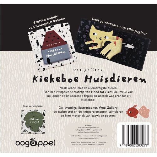 Wee Gallery Kiekeboe Huisdieren, baby's eerste knisperboekje