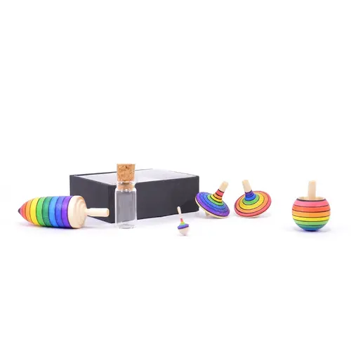 Mader houten tollen Mader Educatieve tollenset in doos - regenboog