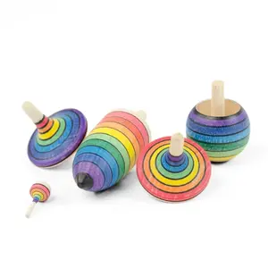 Mader houten tollen Tollenset regenboog met 5 tollen
