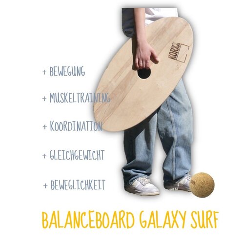 KORXX kurk blokken Korxx houten Balansbord 'Galaxy surf' met kurk bal