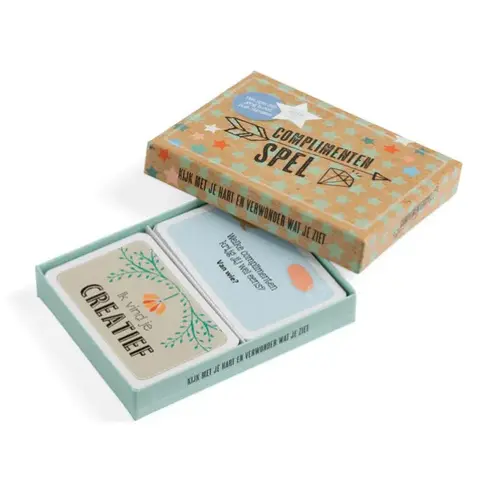 Briljant Uitgeverij - voorheen Dubbelzes Complimentenspel, een doosje vol liefde en positiviteit.