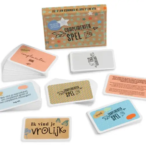 Briljant Uitgeverij - voorheen Dubbelzes Complimentenspel, een doosje vol liefde en positiviteit.
