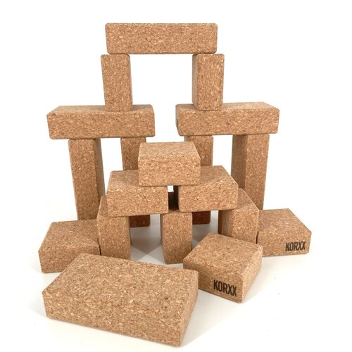 KORXX kurk blokken KORXX Cuboid Starter - 19 kurk bouwblokken met katoenen zak KORXX kurk blokken KORXX Cuboid Starter - 19 kurk bouwblokken met katoenen zak