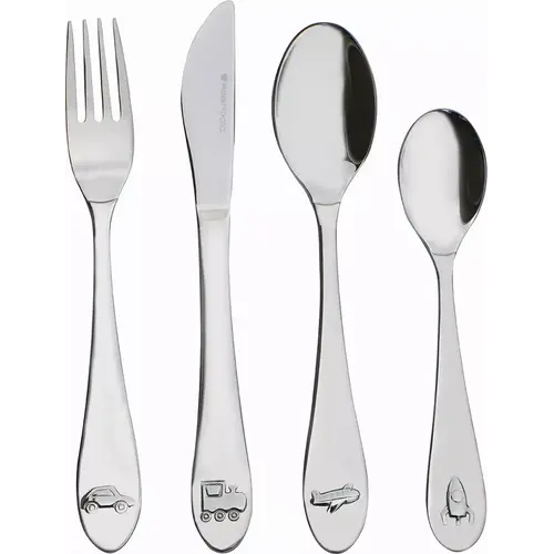 Present Memories Kinderbestek - 4 delig - Travel - Zilver RVS