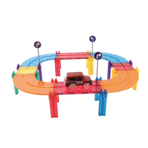 Cleverclixx Magnetische tegels Cleverclixx Race Track intens - racebaan 65-delig