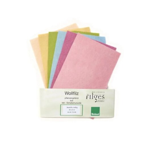 Filges Bioland wolvilt handwerkset pastel of bont 20x15 cm