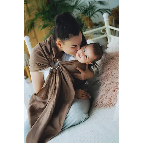 Little Frog Litlle Frog - Ringsling Pure Linen Bali Wood - Maat M