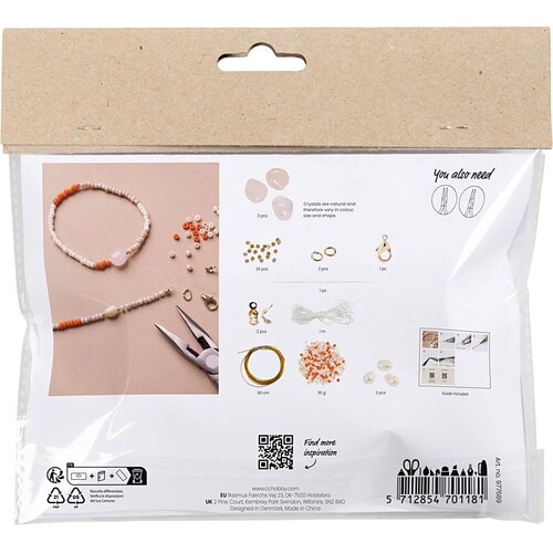 Creativ Company Creativ Mini Hobbyset Sieraden, Rozenkwarts ketting en armband