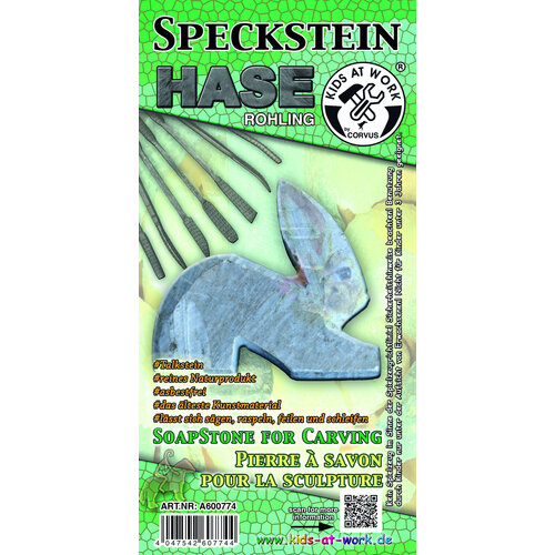 Kids at work kindergereedschap van Corvus Toys Speksteen Haas bewerken | Creatief beeldhouwen voor kinderen