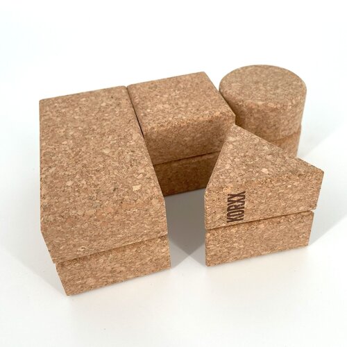 KORXX kurk blokken Baby - 10 kurk blokken naturel met katoenen zak