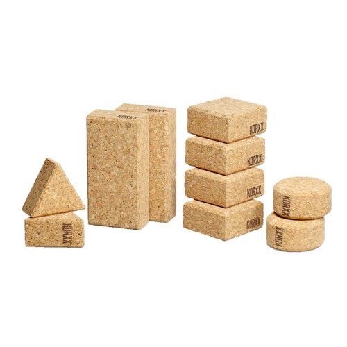 KORXX kurk blokken Baby - 10 kurk blokken naturel met katoenen zak