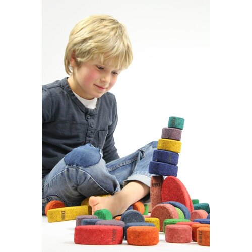 KORXX kurk blokken KORXX Kuller C - 20 gekleurde ronde vormen kurk bouwstenen met opbergzak