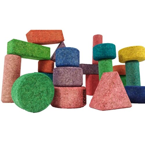 KORXX kurk blokken Form C - 28 gekleurde kurk bouwvormen