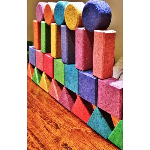 KORXX kurk blokken Form C - 28 gekleurde kurk bouwvormen