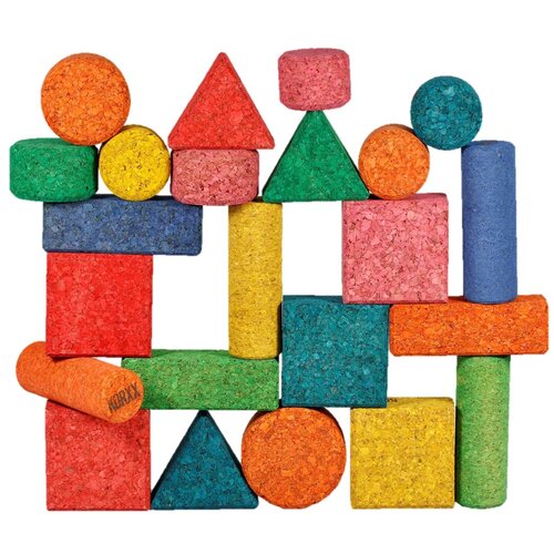 KORXX kurk blokken Form C - 28 gekleurde kurk bouwvormen