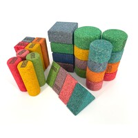 KORXX Form C - 28 gekleurde kurk vormen blokken en opbergzak