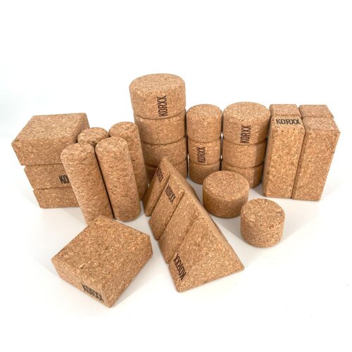 KORXX kurk blokken KORXX Form S - 28 kurk bouwstenen met opbergzak
