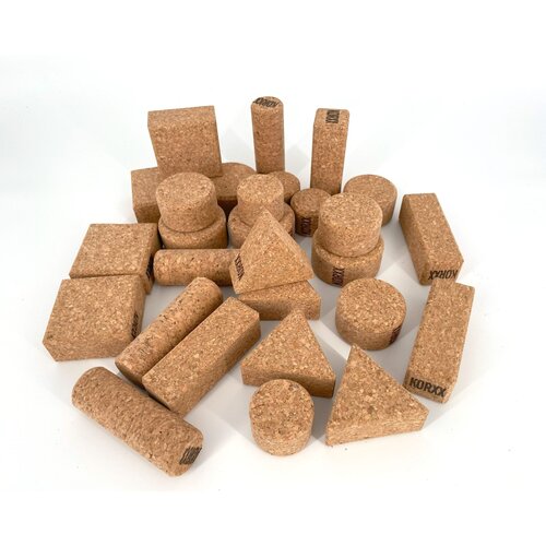 KORXX kurk blokken KORXX Form S - 28 kurk bouwstenen met opbergzak