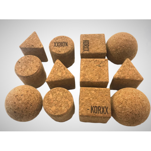 KORXX kurk blokken Korxx geo set Naturel - 12 vormen blokjes
