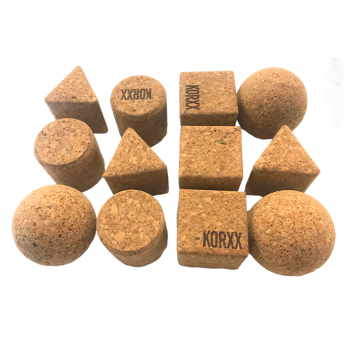 KORXX kurk blokken Korxx geo set Naturel - 12 vormen blokjes