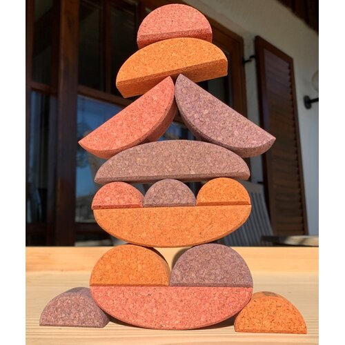 KORXX kurk blokken Korxx Bowie C - deels gekleurde ronde en ovale kurken bouwblokken