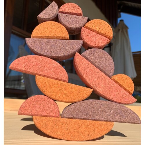 KORXX kurk blokken Korxx Bowie C - deels gekleurde ronde en ovale kurken bouwblokken